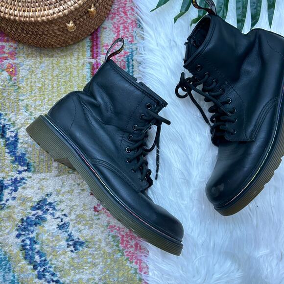 Dr. Martens 1460 Multi Stitch J Combat Boot Womens 5 Black Leather - Picture 2 of 8